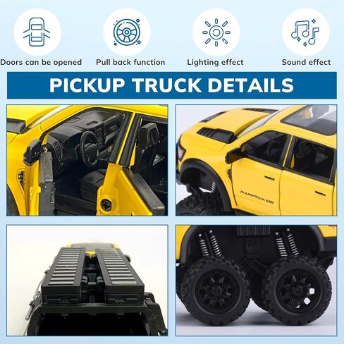 Truck Truck Toy 1/24 DIECAST TRUCTS MAMMOTH MODEL MODEL TRACK TRACK مناسبة للأطفال ومجموعة السيارات ، وسحب السيارات مع الضوء والصوت ، والشاحنات للأطفال الذين تتراوح أعمارهم بين 4-8 （صفراء） in Kuwait