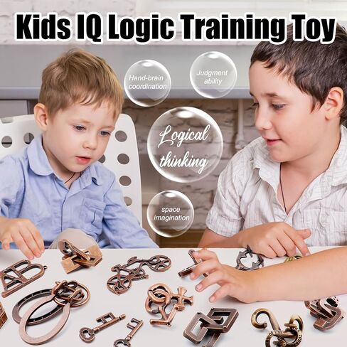 24Pcs Brain Teaser Puzzle for Adults,Highly Difficult Metal Brain Puzzles,IQ Logic Test Disentanglement Game 3D Metal Puzzle,Education Toys for Classroom Party Mind Challenge School Supplies in Saudi Arabia