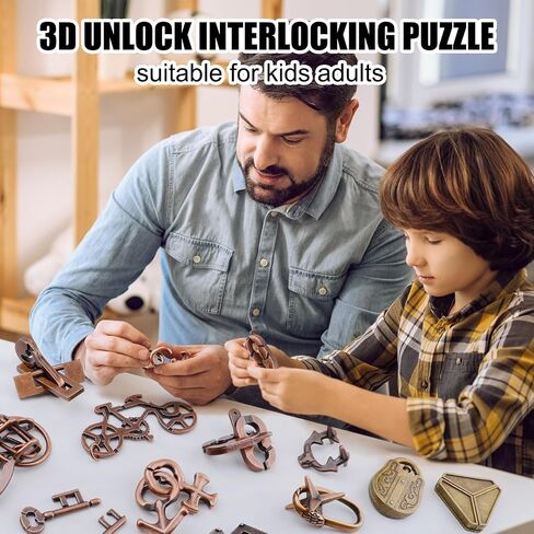 24Pcs Brain Teaser Puzzle for Adults,Highly Difficult Metal Brain Puzzles,IQ Logic Test Disentanglement Game 3D Metal Puzzle,Education Toys for Classroom Party Mind Challenge School Supplies in Saudi Arabia