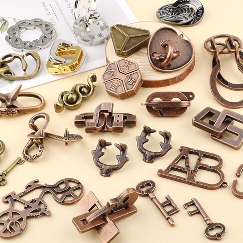 24Pcs Brain Teaser Puzzle for Adults,Highly Difficult Metal Brain Puzzles,IQ Logic Test Disentanglement Game 3D Metal Puzzle,Education Toys for Classroom Party Mind Challenge School Supplies in Saudi Arabia