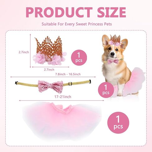 Dog Ballet Tutu for Dogs Small Dogs Ballet Tutu for Halloween Puppy Cat Rabbit Pets with Crown and Bow Tie (Pink) in Saudi Arabia