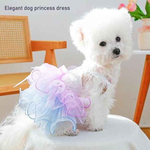 فستان صغير للكلب صغير مع القوس عقدة الفتاة جرو جرو الأميرة توتو تنورة العيد القطة زي دوج ملابس الصيف للحيوانات الأليفة لشيهواهوا يوركي بوميرانيان (أرجواني ، كبير) in Kuwait
