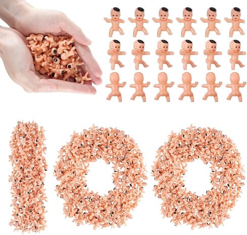 100 PCS Mini Babies for Baby Shower Games, 1 Inch Plastic Babies Bulk for King Cake & Ice Cube, Tiny Baby Figurines for My Water Broke Game in Kuwait