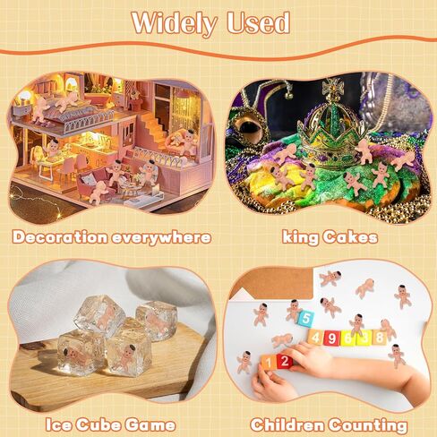 100 PCS Mini Babies for Baby Shower Games, 1 Inch Plastic Babies Bulk for King Cake & Ice Cube, Tiny Baby Figurines for My Water Broke Game in Kuwait