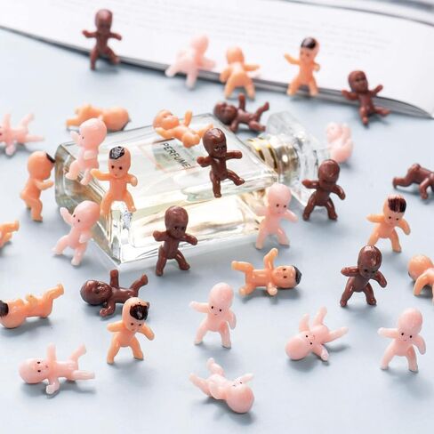 100 PCS Mini Babies for Baby Shower Games, 1 Inch Plastic Babies Bulk for King Cake & Ice Cube, Tiny Baby Figurines for My Water Broke Game in Kuwait