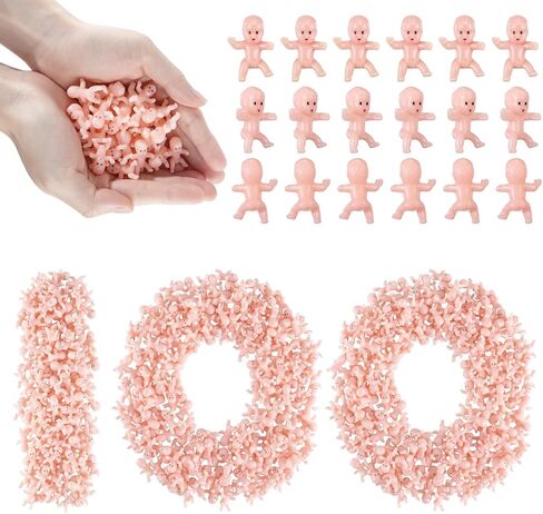 100 PCS Mini Babies for Baby Shower Games, 1 Inch Plastic Babies Bulk for King Cake & Ice Cube, Tiny Baby Figurines for My Water Broke Game in Kuwait