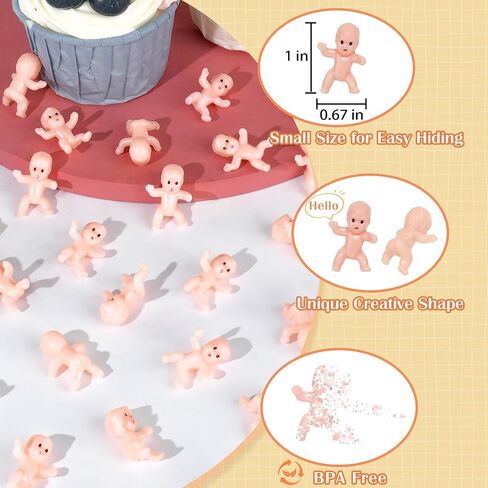 100 PCS Mini Babies for Baby Shower Games, 1 Inch Plastic Babies Bulk for King Cake & Ice Cube, Tiny Baby Figurines for My Water Broke Game in Kuwait
