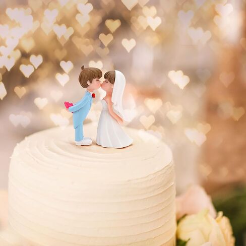 2.2" Wedding Cake Topper Bride Groom, Resin Couple Statue Decorative Figurine, Rustic Vintage Miniature for Anniversaries Doll Engagement Parties Bridal Shower, Scene Figure Sand Table Cake Decoration in Saudi Arabia