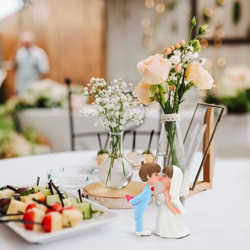 2.2" Wedding Cake Topper Bride Groom, Resin Couple Statue Decorative Figurine, Rustic Vintage Miniature for Anniversaries Doll Engagement Parties Bridal Shower, Scene Figure Sand Table Cake Decoration in Saudi Arabia