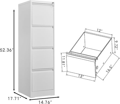 Vertical Metal File Cabinet for Home Office Organizer Storage Cabinet (White+4 Drawer) in Saudi Arabia