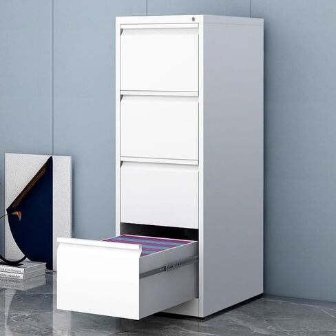 Vertical Metal File Cabinet for Home Office Organizer Storage Cabinet (White+4 Drawer) in Saudi Arabia