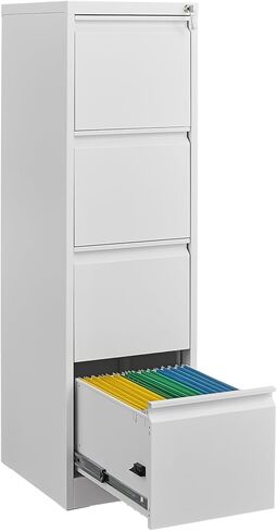 Vertical Metal File Cabinet for Home Office Organizer Storage Cabinet (White+4 Drawer) in Saudi Arabia