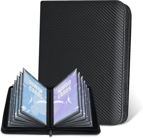 Jumbo Card Binder for PKM– WITHYU PU Leather Ringless Card Collection Binder with 60 Pockets, 5.9'' x 8.4''Card Holders Storage Album for Game Card (Carbon Black) in Saudi Arabia