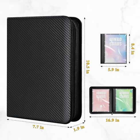 Jumbo Card Binder for PKM– WITHYU PU Leather Ringless Card Collection Binder with 60 Pockets, 5.9'' x 8.4''Card Holders Storage Album for Game Card (Carbon Black) in Saudi Arabia