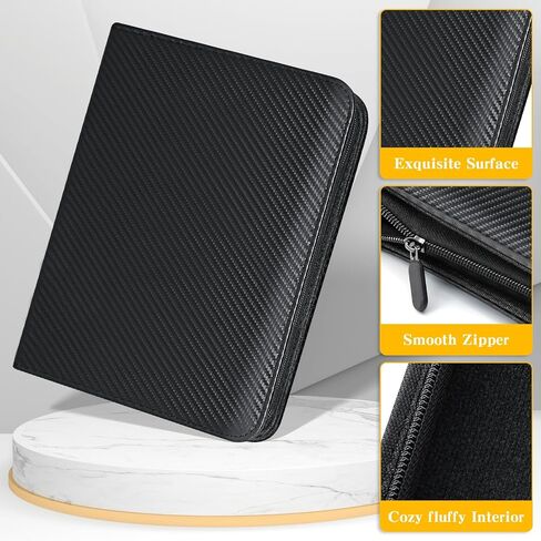 Jumbo Card Binder for PKM– WITHYU PU Leather Ringless Card Collection Binder with 60 Pockets, 5.9'' x 8.4''Card Holders Storage Album for Game Card (Carbon Black) in Saudi Arabia