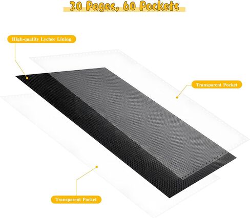 Jumbo Card Binder for PKM– WITHYU PU Leather Ringless Card Collection Binder with 60 Pockets, 5.9'' x 8.4''Card Holders Storage Album for Game Card (Carbon Black) in Saudi Arabia
