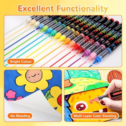 Automatic Ink Control Acrylic Paint Markers Brush Tip 80 Colors Acrylic Paint Pens Water-Based Acrylic Markers Set for Stone, Wood, Rock Painting, Canvas, Glass, DIY & Art Supplies in Saudi Arabia