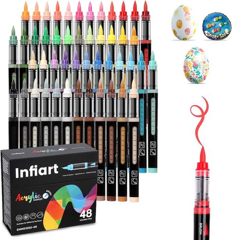 Automatic Ink Control Acrylic Paint Markers Brush Tip 80 Colors Acrylic Paint Pens Water-Based Acrylic Markers Set for Stone, Wood, Rock Painting, Canvas, Glass, DIY & Art Supplies in Saudi Arabia