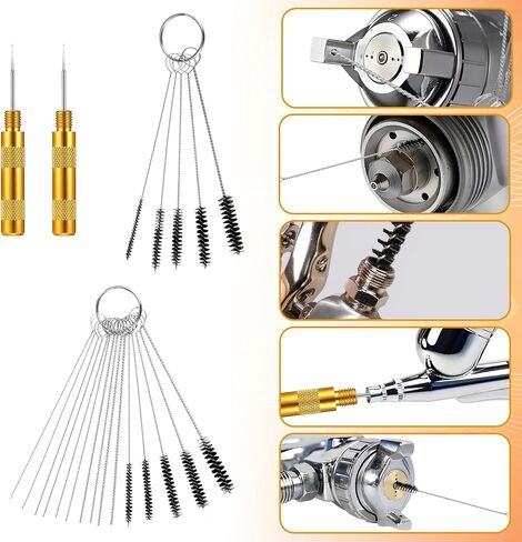 Airbrush Cleaning Kit,Airbrush Cleaner for Spray Paint,Multi-Purpose Straw Cleaner Brushes Sets,Airbrush Accessories with 10 Cleaning Needles,10 Cleaning Brushes and 2 Sharp Pick Needle in Saudi Arabia