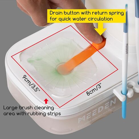 MEEDEN Portable Paint Brush Cleaner: Paint Brush Rinser with Drain for Acrylic, Watercolor & Water-Based Paints - 5-Slot Silicone Brush Washer & Holder, White in Saudi Arabia