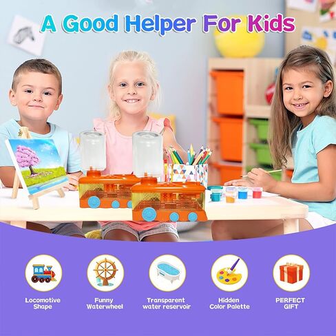 منظف ​​فرشاة الطلاء مع علبة الطلاء ، وفرشاة تدوير الماء مع حامل الفرشاة ، والألوان المائية/الزيت وأداة منظف فرشاة الطلاء القائمة على الماء ، وسعة 400 مل ، وتصميم القطار ، وهدية للمبتدئين الفنانين in Kuwait