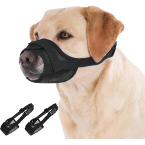 Dog Muzzle 2 Pack, Soft Mesh Breathable Muzzles for Small Medium Large Dogs, Adjustable No Bite Muzzle for Biting Chewing Grooming Vet Visits Training Walking, Escape-Proof Dog Mouth Cover (Black, L) in Kuwait