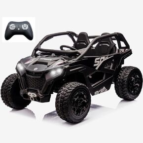 sopbost XL 24V 10Ah Real 2 Seater Kids UTV Ride-On Car with Remote Control 4x4 4WD Electric Vehicle for Kids 3-8 to Drive, Bluetooth Music, 4 Spring Suspension, 21.85" Spacious Seat - Blue in Saudi Arabia
