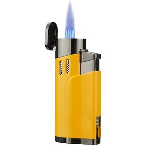 Cigar Torch Lighter with Punch 4 Jet Refillbale Lighters Windproof (Yellow) in Saudi Arabia