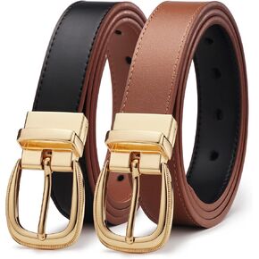 Reversible Belt for Women, CR 1.25" Womens Leather Belt for Jeans Pants Black & Brown, Trim to Fit in Kuwait