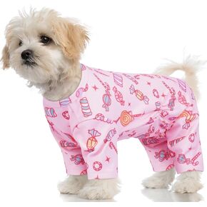 XS Pajamas للكلاب الصغيرة-دافئة 4-LEG الأكمام طويلة الأكمام | بذلة طبعات لطيفة قابلة للتمديد ، بدلة ناعمة لمكافحة الانتشار للاستخدام الداخلي ، وردي in Kuwait