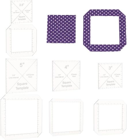 قالب ممر مربعة لـ Benecreat 8pcs ، 2.5/3/4/5/5 بوصة دليل كتلة لحاف أكريليك DIY لحرف قطع اليدين DIY ، سميكة 2.7 ملم in Saudi Arabia