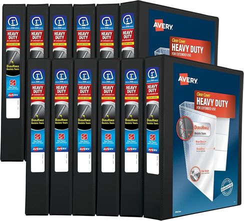 Avery Heavy-Duty View Binder ، 1 "EZD One Touch Rings ، سعة 275 ورقة ، durahinge ، 12 مجمعًا أسود (79699) in Kuwait