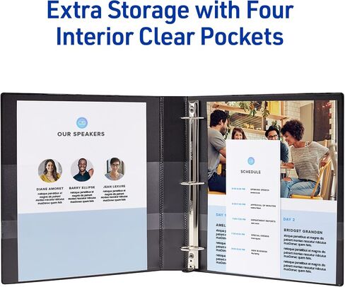 Avery Heavy-Duty View 3 Binders Ring ، 1 بوصة حلقات مائلة لمسة واحدة ، وسعة 250 ورقة ، ودورة ، وعمود العمود الفقري بعرض 1.4 بوصة ، وغطاء واضحة وعمود العمود الفقري ، والعمود السوداء (79275) (حزمة 6) in Kuwait