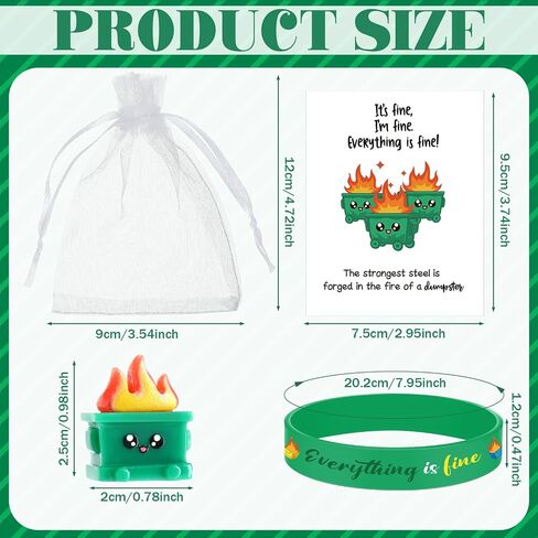 120 Pcs Mini Dumpster Fire Set Support Gift Employee Appreciation Gift Inspirational Bracelet Thank You Note Card with Organza Office Desk Decor for Staff Volunteer Friends Coworker in Saudi Arabia