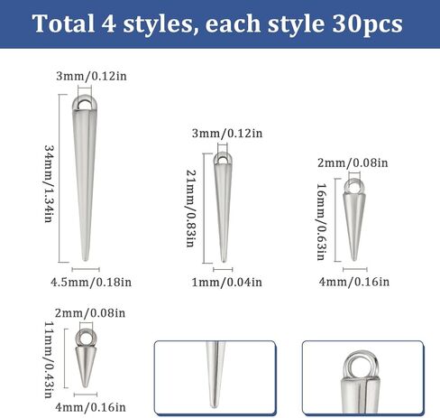 SUNNYCLUE 1 Box 120Pcs Cone Charms Long Silver Spike Charms Gothic Tibetan Vintage Circular Goth Punk Style Spikes Charm for Jewelry Making Charms Women DIY Necklaces Bracelets Earring Crafting in Saudi Arabia
