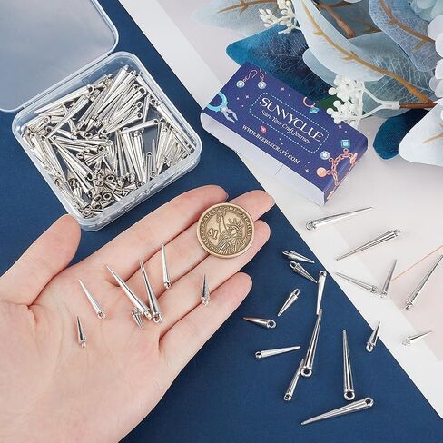 SUNNYCLUE 1 Box 120Pcs Cone Charms Long Silver Spike Charms Gothic Tibetan Vintage Circular Goth Punk Style Spikes Charm for Jewelry Making Charms Women DIY Necklaces Bracelets Earring Crafting in Saudi Arabia