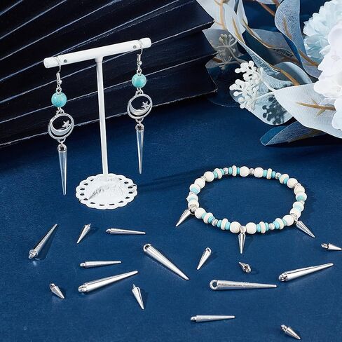 SUNNYCLUE 1 Box 120Pcs Cone Charms Long Silver Spike Charms Gothic Tibetan Vintage Circular Goth Punk Style Spikes Charm for Jewelry Making Charms Women DIY Necklaces Bracelets Earring Crafting in Saudi Arabia