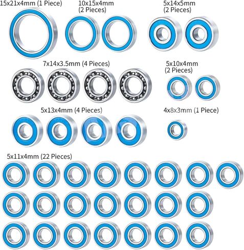 متوافق مع محوري لـ SCX10 AXI03007 1/10 RC Crawler Car Truck Truck Audgractors 38pcs Wheel Hub محامل مختومة مجموعة RC in Kuwait
