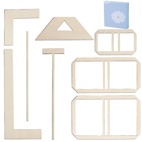 AHANDMAKER Bookbinding Easy Scrapbooking Tool, Wood L-Shaped Ruler T-Shaped Ruler Spacing Guide Corner Cutting Square Set, Bookbinding Tool for Portable Notebook Journal Handbook Making in Saudi Arabia