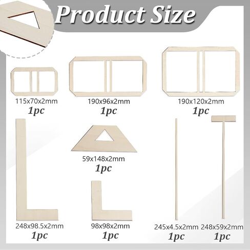 AHANDMAKER Bookbinding Easy Scrapbooking Tool, Wood L-Shaped Ruler T-Shaped Ruler Spacing Guide Corner Cutting Square Set, Bookbinding Tool for Portable Notebook Journal Handbook Making in Saudi Arabia
