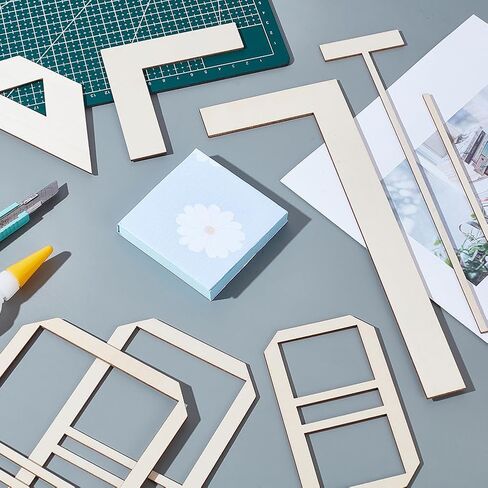 AHANDMAKER Bookbinding Easy Scrapbooking Tool, Wood L-Shaped Ruler T-Shaped Ruler Spacing Guide Corner Cutting Square Set, Bookbinding Tool for Portable Notebook Journal Handbook Making in Saudi Arabia