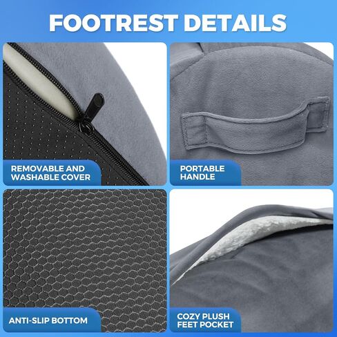 Foot Rest for Under Desk at Work with 3 Adjustable Heights Foam Under Desk Footrest with Washable Cover,Foot Stools for Office,Home and Car,Grey in Kuwait