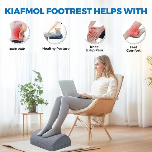 Foot Rest for Under Desk at Work with 3 Adjustable Heights Foam Under Desk Footrest with Washable Cover,Foot Stools for Office,Home and Car,Grey in Kuwait
