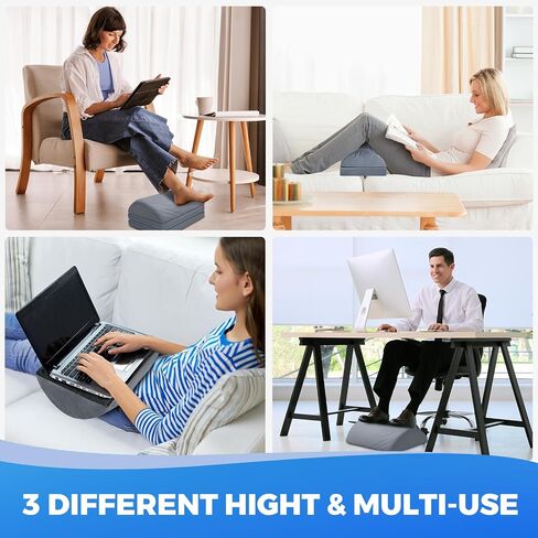 Foot Rest for Under Desk at Work with 3 Adjustable Heights Foam Under Desk Footrest with Washable Cover,Foot Stools for Office,Home and Car,Grey in Kuwait