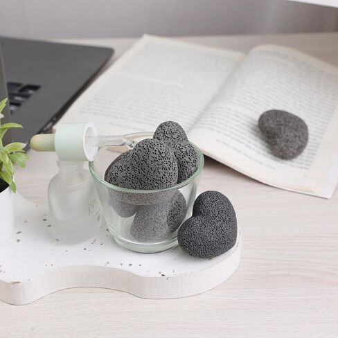 SUNYIK Lava Rock Gemstone Puffy Heart, Natural Pocket Stone Figurine Decoration Aromatherapy Essential Oil Diffuser Set, 1.7 inch, Blue, Pack of 5 in Kuwait