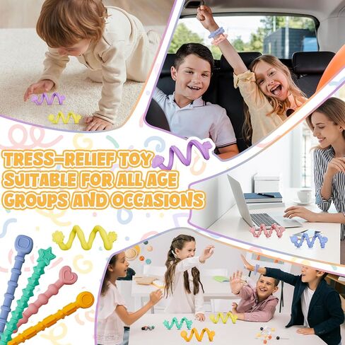 ألعاب Toys الحسية للأطفال البالغين ، 6pcs ألعاب حسية سيليكون مهدئة ، وعصا تململ مرنة للاضطرابات ADHD التوحد ، يجب أن يكون لديها لعبة مريحة للسفر والفصول الدراسية in Kuwait