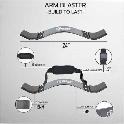 Beastpowergear 5mm Arm Blaster for Biceps & Triceps with Free Wrist Wrap, Muscle Builder, Bicep Isolator, Gain Muscle Strength, Dumbbells & Barbells support Bodybuilding & Weight Lifting in Kuwait