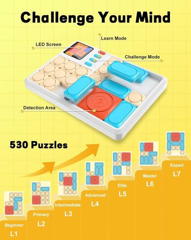 Super Slide Puzzle Games, Handheld Electronic Brain Teaser with 500+ Challenges 7 Levels for Boys, Girls, Adults - Portable Learning Toys Birthday Gifts for Travel, Road Trip, Easter Basket in Saudi Arabia