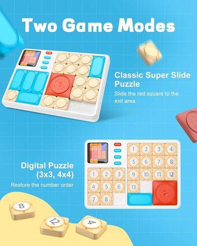 Super Slide Puzzle Games, Handheld Electronic Brain Teaser with 500+ Challenges 7 Levels for Boys, Girls, Adults - Portable Learning Toys Birthday Gifts for Travel, Road Trip, Easter Basket in Saudi Arabia