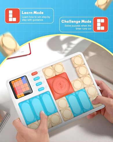 Super Slide Puzzle Games, Handheld Electronic Brain Teaser with 500+ Challenges 7 Levels for Boys, Girls, Adults - Portable Learning Toys Birthday Gifts for Travel, Road Trip, Easter Basket in Saudi Arabia
